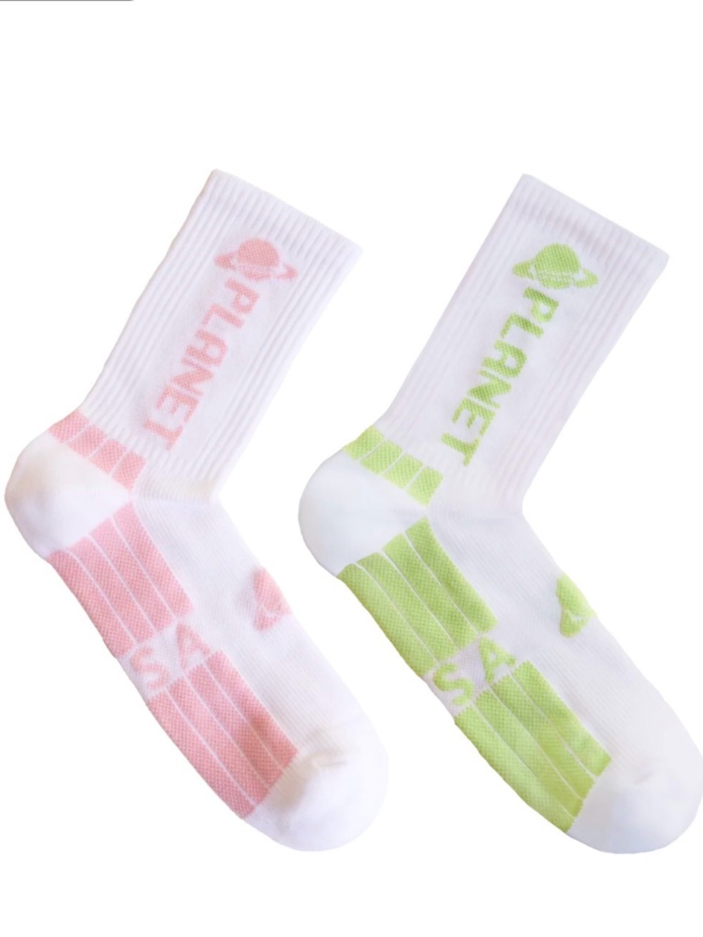 Planet Nusa Crew Socks - 2 pair Pink & Lime size 36/40